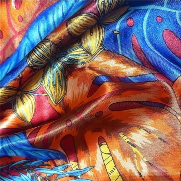 35" Square Silk Like Head Scarf - Women's Fashion Silk Feeling Scarf - Picture 2 of 7
